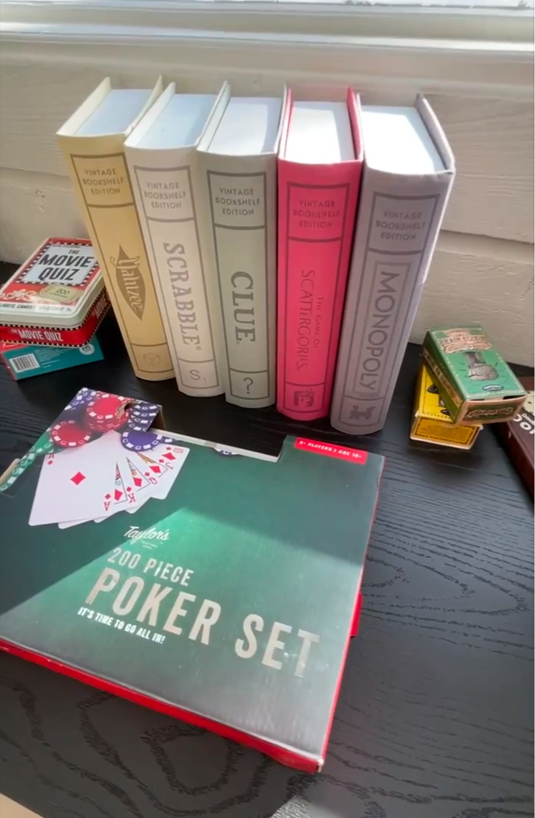 Scrabble and books detail
